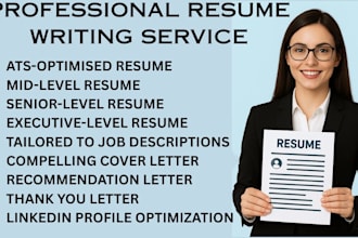 provide professional ats resume cover letter and linkedin optimization services