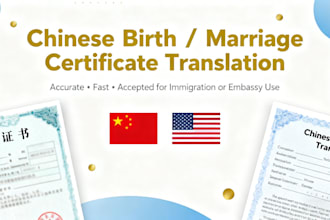offer birth certificate translation from mandarin chinese into english