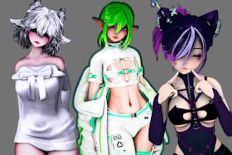 custom vrchat avatar furry anime 3d model facial expression toggles vrc avatar