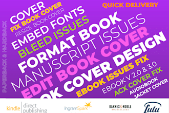 fix, edit, resize, redesign book cover for KDP, lulu, ingram