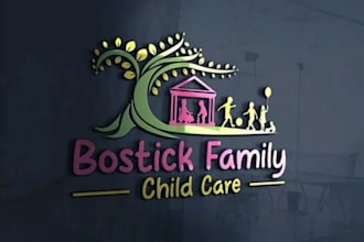 design preschool,mother care,childcare ,daycare , care logo