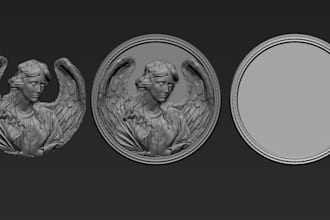 sculpt 3d bas relief,3d medallion coin cnc carving,engraved design,3d print,stl