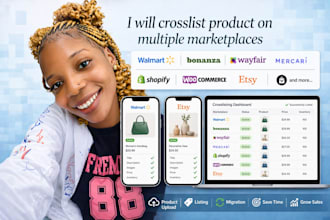 walmart bonanza wayfair mercari shopify woocommerce etsy product upload listing