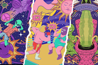 draw trippy cartoon t shirt design