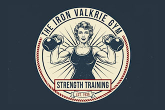 do vintage fitness center logo design with business page