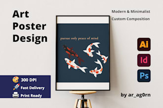 create a modern art poster with elegant minimalist layout
