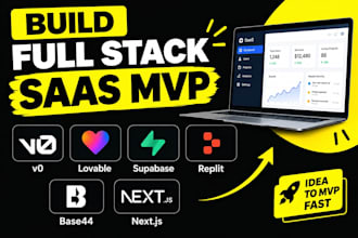 full stack replit app saas mvp development v0 deploy lovable base44 app supabase