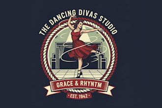 draw wonderful dance studio mascot logo design with business