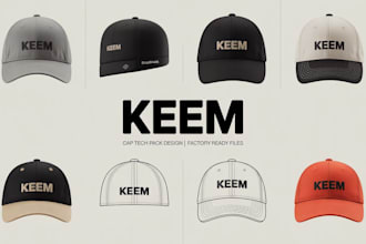 create cap tech packs for baseball, snapback, and bucket hats