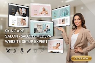 design a luxury skincare, hair salon, nail, barber, and med spa website