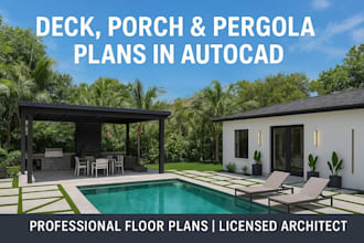 draw deck sunroom porch and pergola blueprint floor plan in autocad