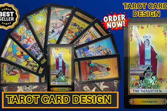 illustrate unique tarot cards trading cards mtg card box design rule book ttrpg