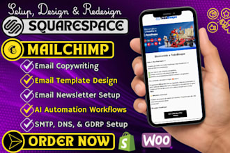 setup squarespace email newsletter automation mailchimp email template design