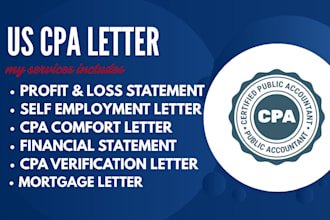 provide CPA services, CPA letter, financial statements, mortgage letter