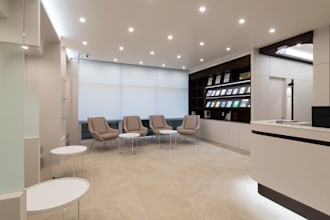 restyle 3d clinic lobby,reception area, healthcare interior,medical space layout