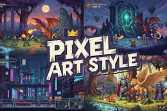 draw pixel art scene or pixel art background for you
