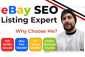 create ebay SEO listings, ebay product listings, I am an ebay top rated seller