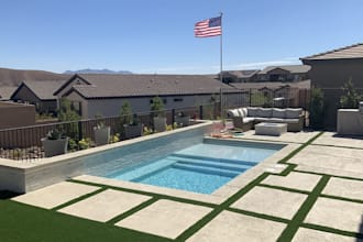 design 3d swimming pool, pool landscape, backyard and outdoor area