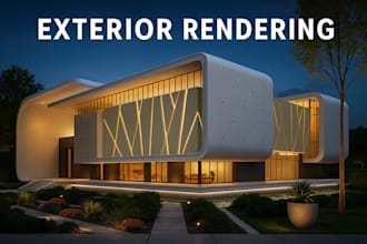 design a modern luxury 3d house exterior with photorealistic rendering