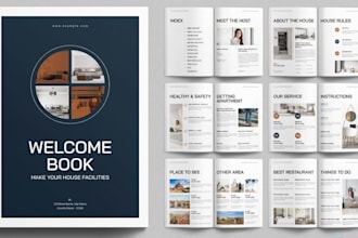 design airbnb welcome book, house manual custom vrbo booking furnished finder