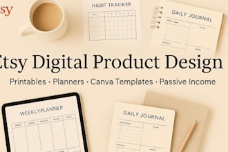 etsy digital planner, hyperlined planner, etsy digital product, digital journal