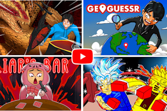 draw cartoon youtube gaming thumbnail
