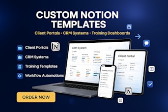 build custom notion templates, notion client portal, notion CRM, notion training