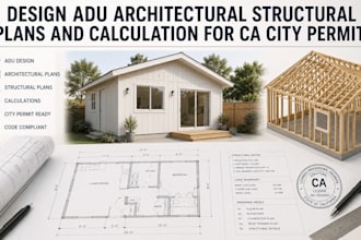 design adu architectural structural plans and calculation for ca city permit