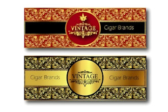 do modern cigar label, cigar band, cigar ring and cigar box logo design