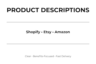 write product descriptions for shopify, etsy, and amazon