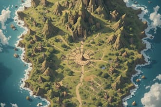draw a professional top down fantasy map for you