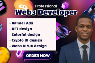 design colorful web3, lauch banner, crypto, mockup design for social post