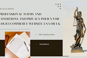 draft strong terms and conditions n privacy policy for ecommerce website USA UK