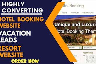 build hotel resort lodge room booking website leads