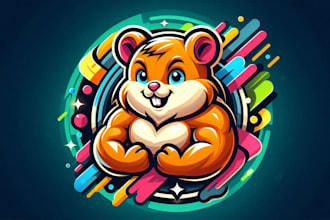 create 3d engine powerful hamster mascot logo for you in one day