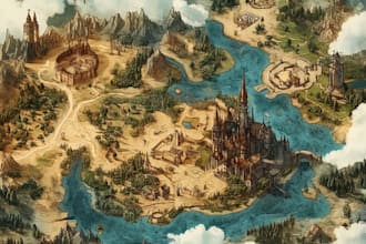 illustrate fantasy map and city map