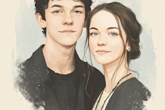 draw custom couple portrait