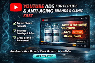 run youtube ads for peptide and anti aging brands and clinic fast