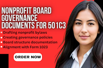 create nonprofit bylaws, policies and board governance documents for 501c3