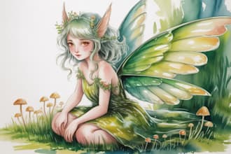 make a digital watercolor character art or furry for you