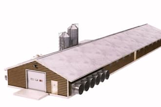 do 3d cgi for farmhouse, poultry pen and silo system