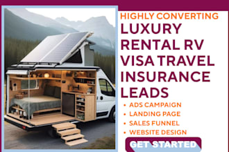generate luxury rv rental leads, visa, travel insurance website