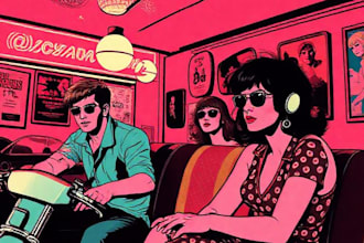 make best illustration in vintage and retro styles