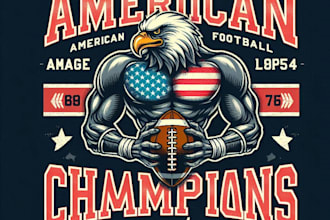do high quality vintage american football champions logo with t shirt design