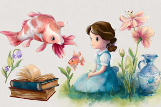 draw digital watercolor children book illustration