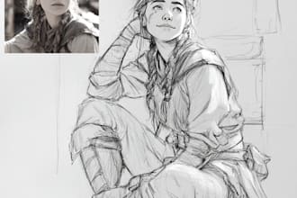 create pencil sketch portrait and illustrations