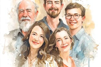 paint a watercolor house portrait or city space illustration