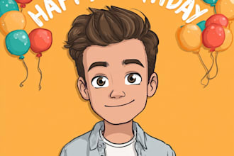 create birthday card with your cartoon face