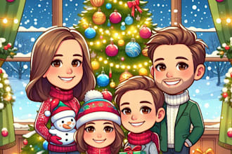 custom christmas cartoon caricature