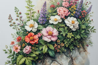 craft a beautiful botanical or floral illustration